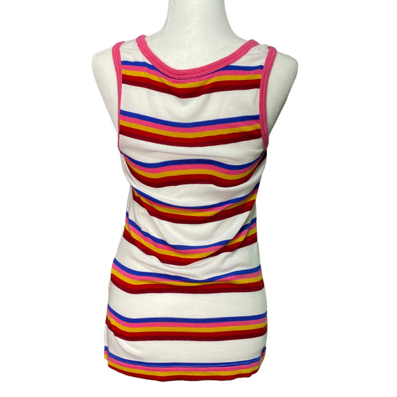 PEYTON JENSEN for EVEREVE | sz S Women's Multi Striped Mila Rainbow Ringer Tank - Picture 4 of 5